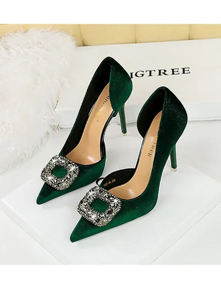KissICON Women Super High Heels Velvet Pumps Shallow Mouth