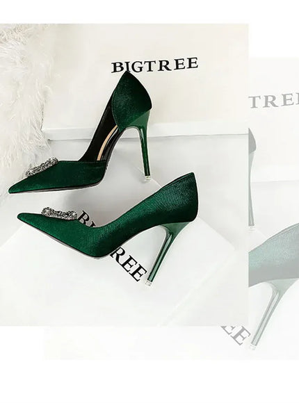 KissICON Women Super High Heels Velvet Pumps Shallow Mouth