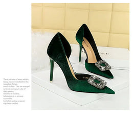 KissICON Women Super High Heels Velvet Pumps Shallow Mouth