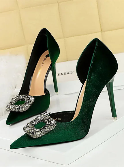 KissICON Women Super High Heels Velvet Pumps Shallow Mouth