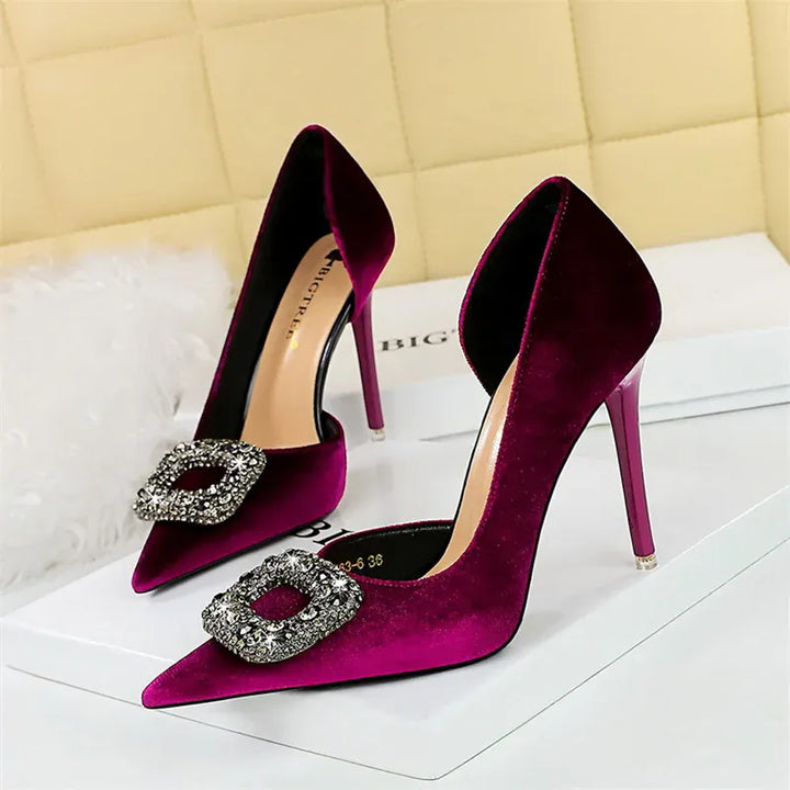 Women Super High Heels Velvet Pumps Shallow Mouth