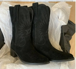 KissICON Women Western Boots Autumn Winter Embroidery Flower Women