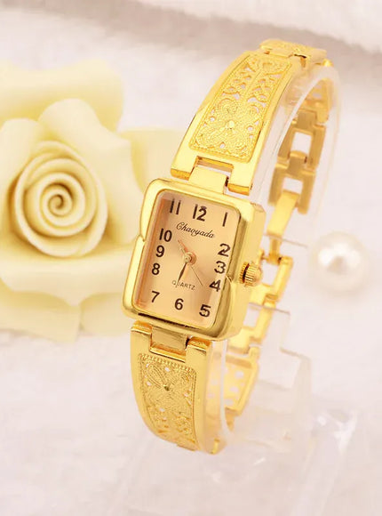 KissICON Womens Bracelet Watch Gold Square Roman Style -