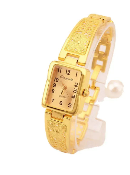 KissICON Womens Bracelet Watch Gold Square Roman Style -