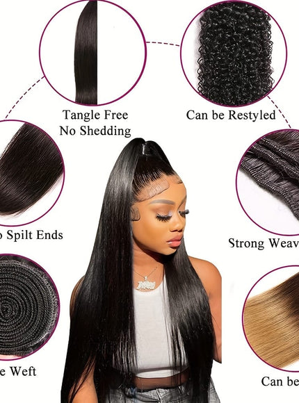 KissICON Womens Yaki Straight Hair Extensions - Heat Resistant