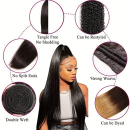 KissICON Womens Yaki Straight Hair Extensions - Heat Resistant