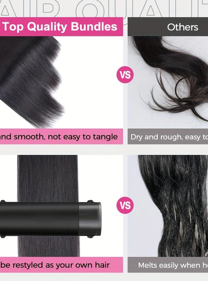 KissICON Womens Yaki Straight Hair Extensions - Heat Resistant
