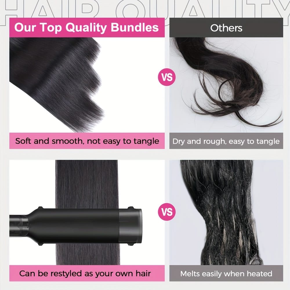 KissICON Womens Yaki Straight Hair Extensions - Heat Resistant