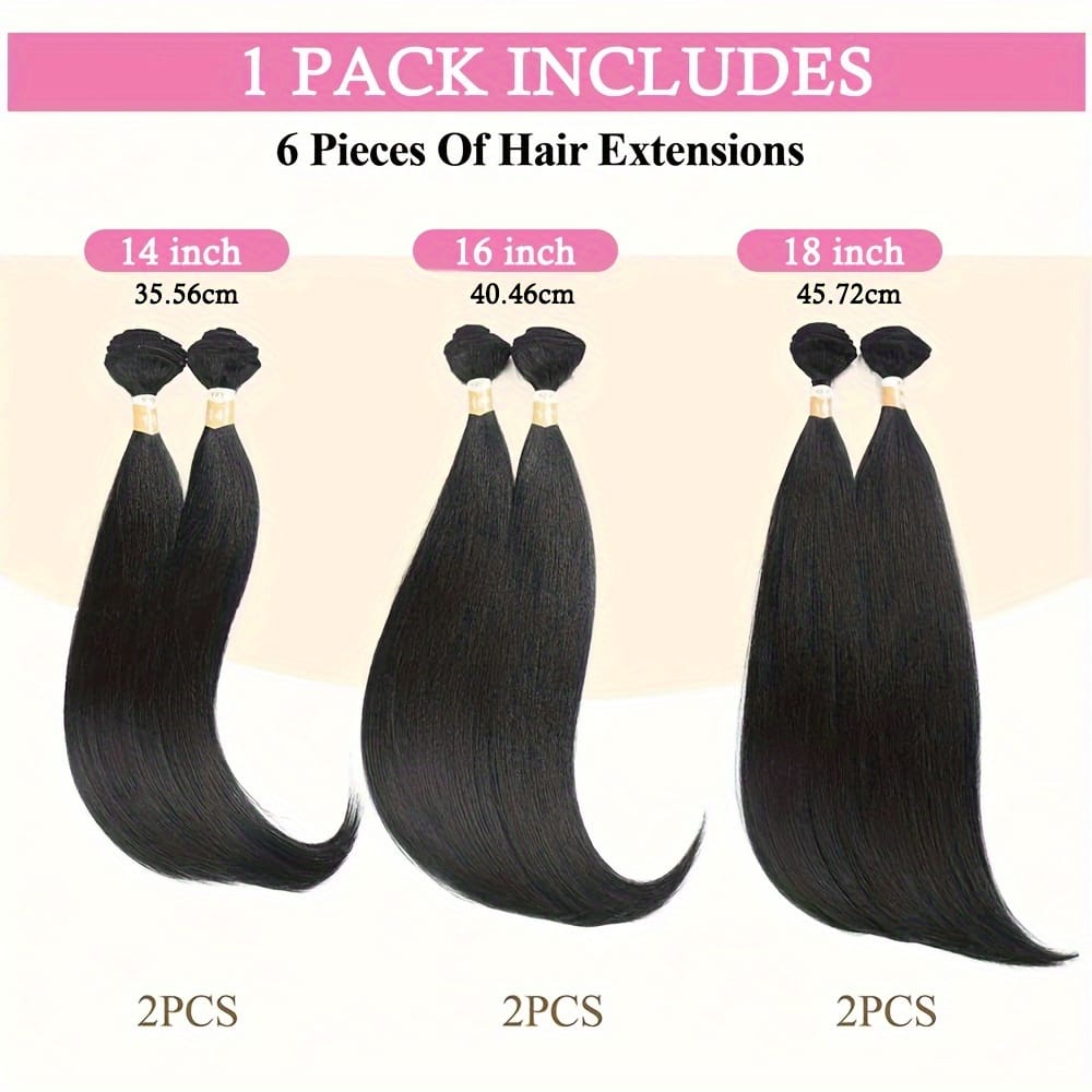 KissICON Womens Yaki Straight Hair Extensions - Heat Resistant
