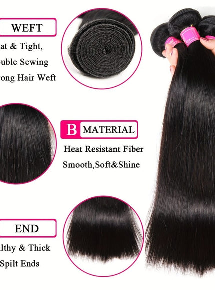 KissICON Womens Yaki Straight Hair Extensions - Heat Resistant