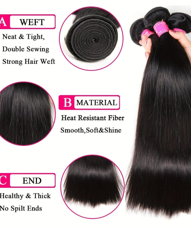 KissICON Womens Yaki Straight Hair Extensions - Heat Resistant
