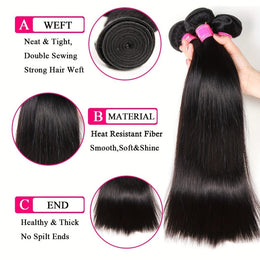 KissICON Womens Yaki Straight Hair Extensions - Heat Resistant