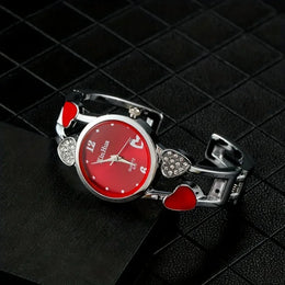 KissICON Xinhua Fashion Women Stainless Steel Bracelet Watch Bangle Lover Heart Shape Wristwatches Female Best Gift Clock Relogios