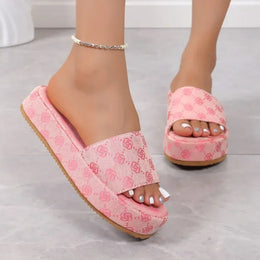 KissICON xiuman188fink / 39 Designer Flat Sandals Outdoor Floral Sandals