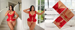 KissICON XL 4XL Curve Women's Open Bodysuit – Lace See Through
