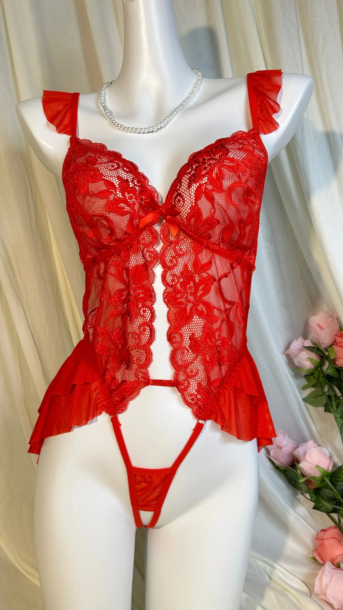 KissICON XL 4XL Curve Women's Open Bodysuit – Lace See Through