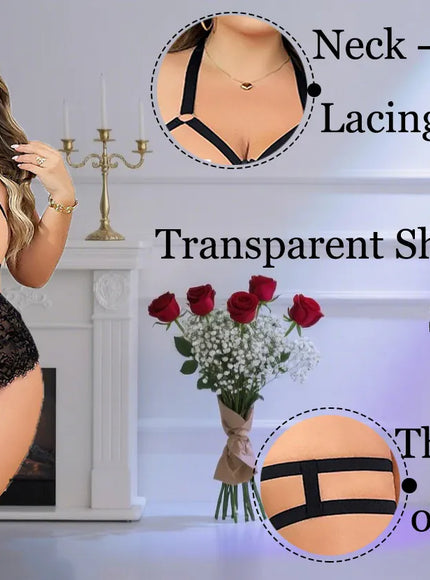 KissICON XL 4XL Plus-size Lingerie – Nightgown Lace Open-bust