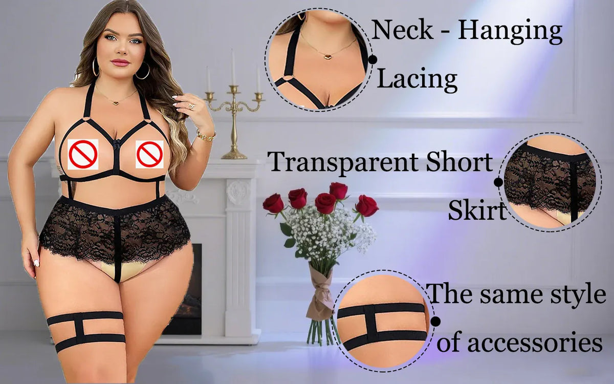 KissICON XL 4XL Plus-size Lingerie – Nightgown Lace Open-bust