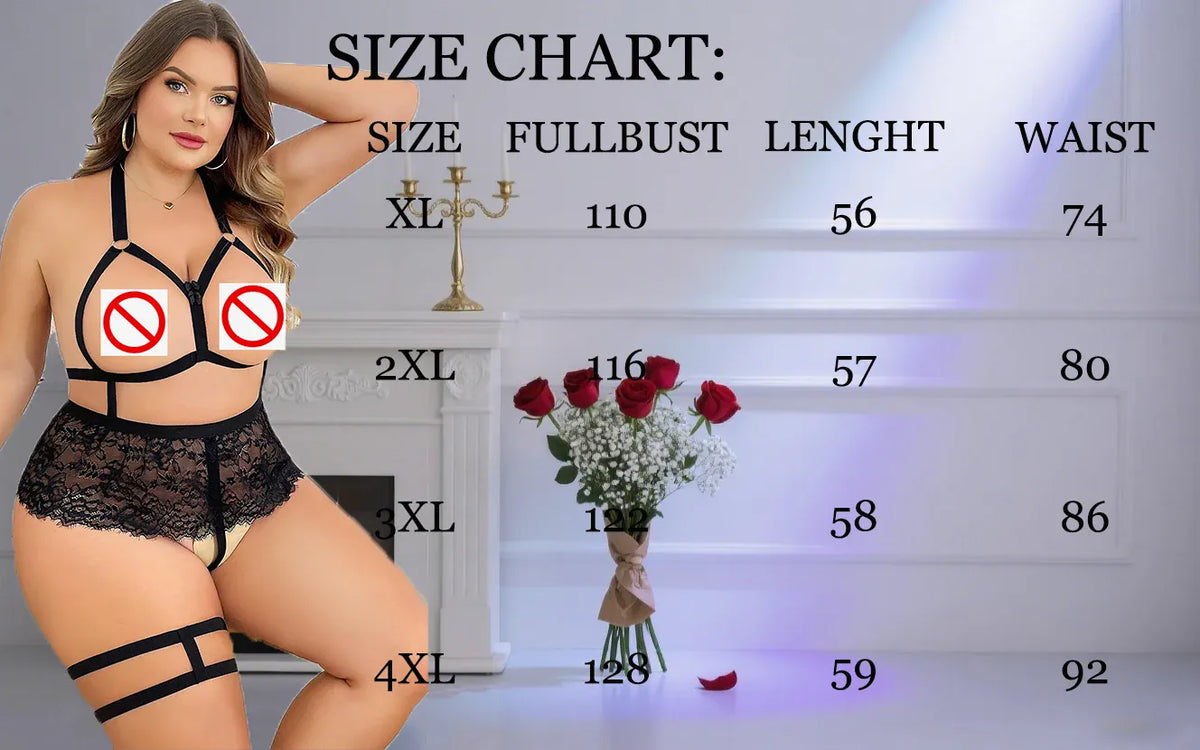 KissICON XL 4XL Plus-size Lingerie – Nightgown Lace Open-bust
