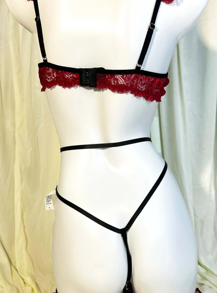 KissICON XL 4XL Three-piece Red Bra – Women's Spliced See-through