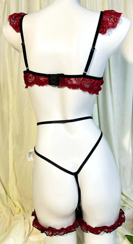KissICON XL 4XL Three-piece Red Bra – Women's Spliced See-through