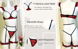 KissICON XL 4XL Three-piece Red Bra – Women's Spliced See-through