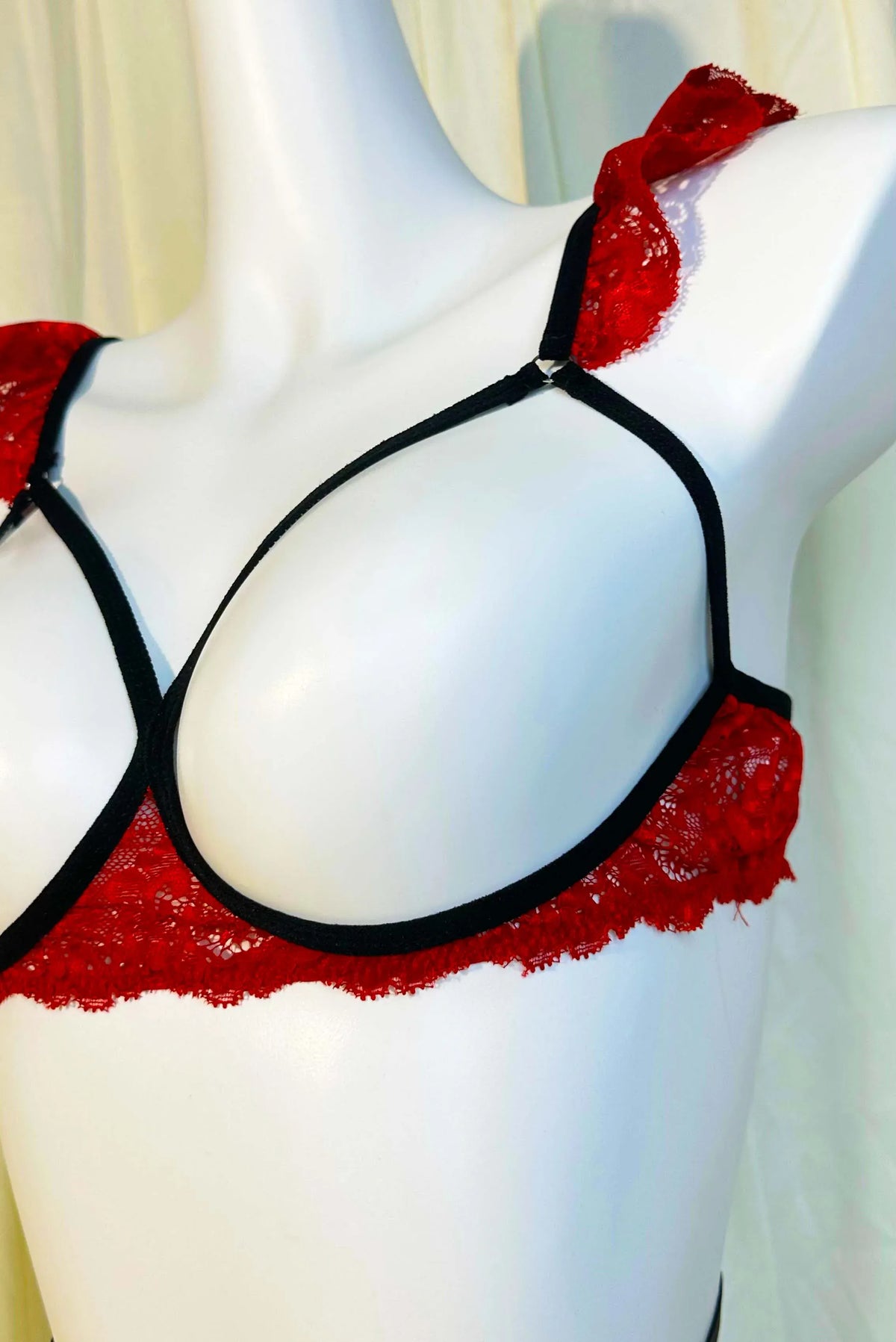 KissICON XL 4XL Three-piece Red Bra – Women's Spliced See-through