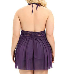 KissICON XL 5XL Curve Halter Lace Lingerie – Cutout Front Sheer