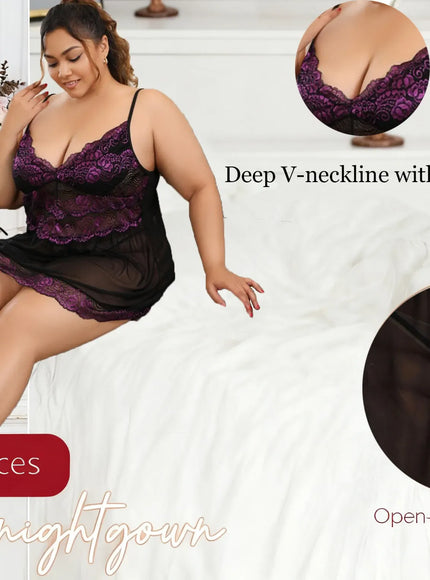 KissICON XL 5XL Curve Sheer Ultra Nightgown V-Neck