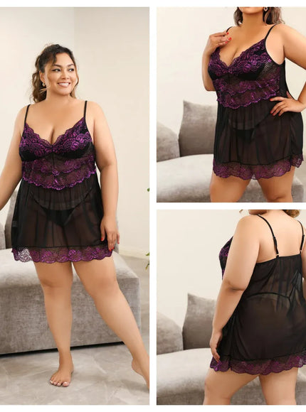 KissICON XL 5XL Curve Sheer Ultra Nightgown V-Neck
