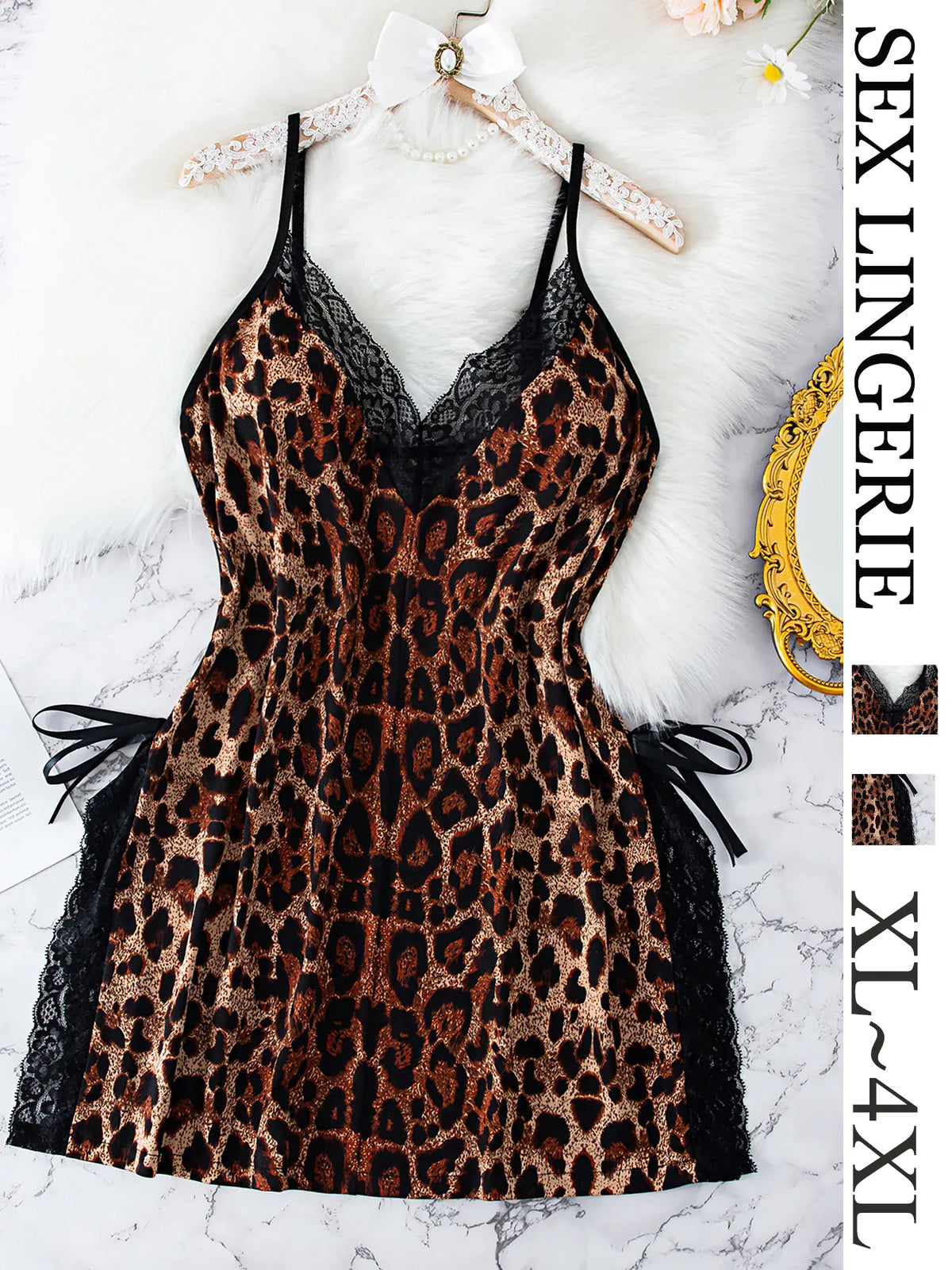 KissICON XL 5XL Leopard Print Deep V-Neck Women's