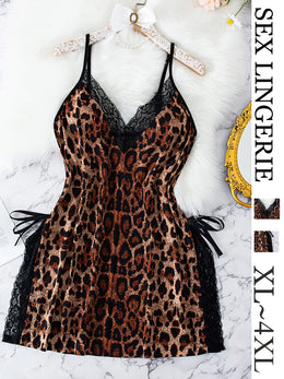 KissICON XL 5XL Leopard Print Deep V-Neck Women's