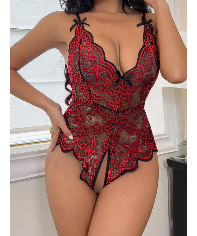 KissICON XL 5XL Women's Teddy Lingerie – Contrast Bow Accents