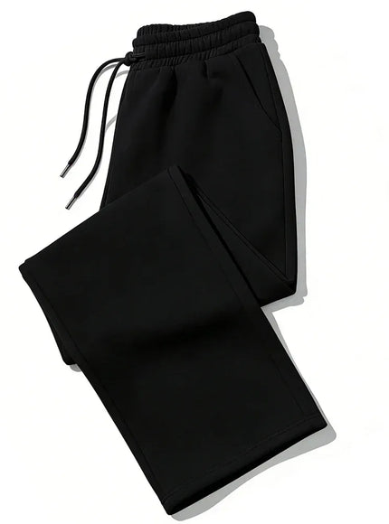 KissICON XL / black Mens Sweatpants Straight Fit Joggers for Sports and Streetwear Loose Oversized Casual Pant Drawstring Multi-pocket Men Long Pant
