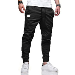 KissICON XL / black New Men's Casual Sports Pants Sweatpants Male Jogger Cargo Harem Pencil Pants Trousers Multi-pocket Sweatwear