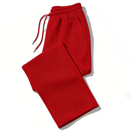 KissICON XL / Red Mens Sweatpants Straight Fit Joggers for Sports and Streetwear Loose Oversized Casual Pant Drawstring Multi-pocket Men Long Pant