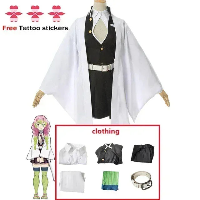 KissICON XL / Style a Adult Children Anime Kanroji Mitsuri Cosplay Costume Kimono Haori Dress Wig Clothes Halloween Costume for Adult Children