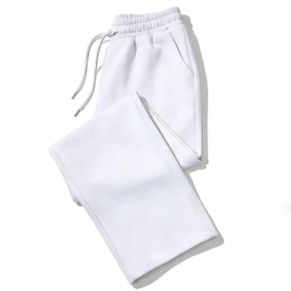 KissICON XL / WHITE Mens Sweatpants Straight Fit Joggers for Sports and Streetwear Loose Oversized Casual Pant Drawstring Multi-pocket Men Long Pant