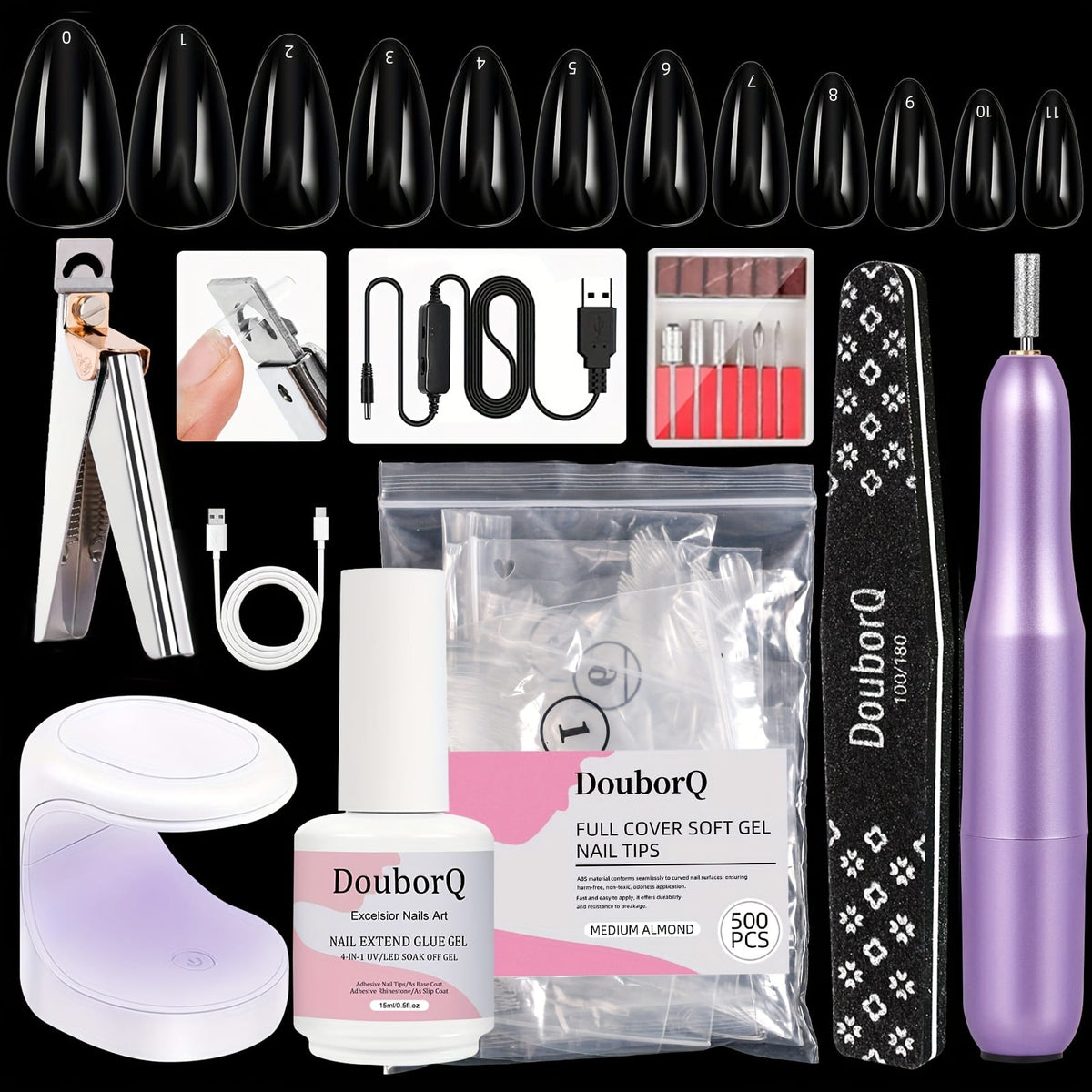 KissICON XR KissIcon Coffin Nail Tips Gel X Kit -