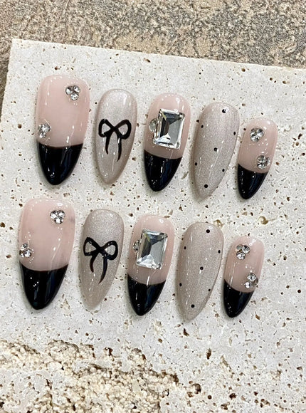 KissICON XS 3 / CHINA KissIcon Almond False Nails French Style 3D Bowknot
