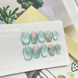 KissICON XS 3 KissIcon Press On Nails 10pcs Blue Cat Eye