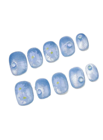 KissICON XS 5 KissIcon Press On Nails 10pcs Blue Cat Eye