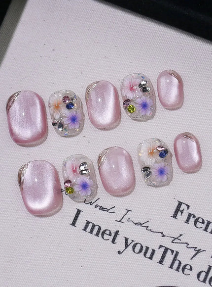 KissICON XS 7 KissIcon Press On Nails 10pcs Blue Cat Eye