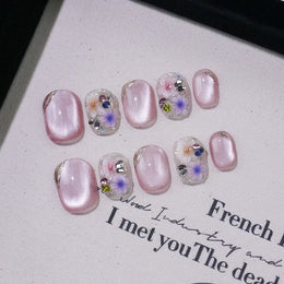 KissICON XS 7 KissIcon Press On Nails 10pcs Blue Cat Eye