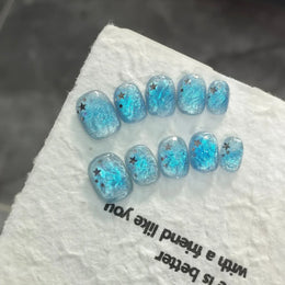 KissICON XS KissIcon Press On Nails 10pcs Blue Cat Eye