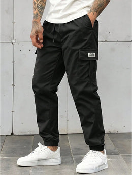 KissICON XXS Black Cargo Joggers Casual Outdoor Sports Drawstring Pants