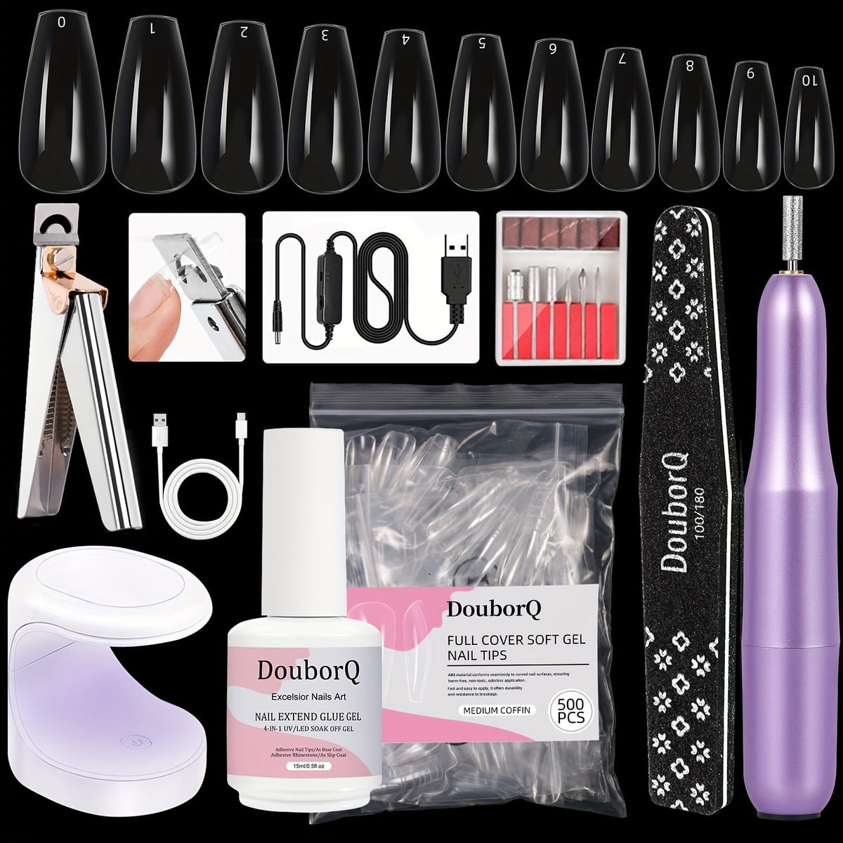 KissICON XZH KissIcon Coffin Nail Tips Gel X Kit -