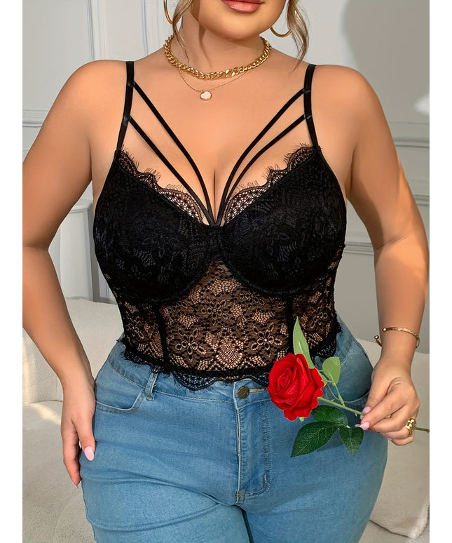 jkthpu-45 Y2K Black Lace Trim Tank Top Corset – V-Neck Bralette with Ribbon Bow