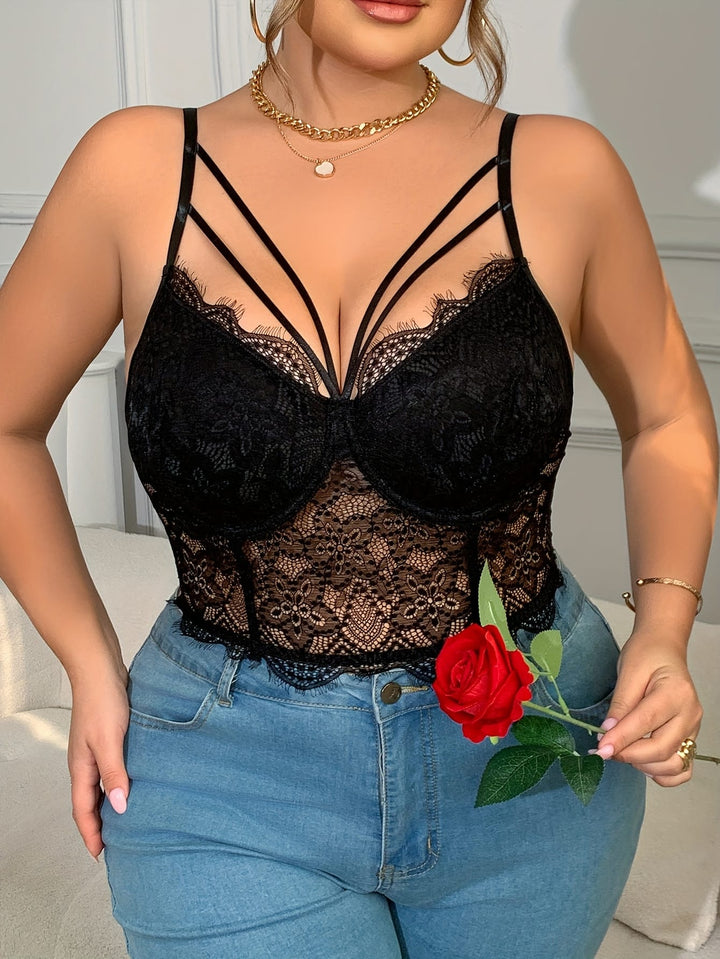 Y2K Black Lace Trim Tank Top Corset – V-Neck Bralette with Ribbon Bow