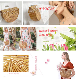 KissICON Y2k Fashionable Half-moon Hollow Bamboo Handbag